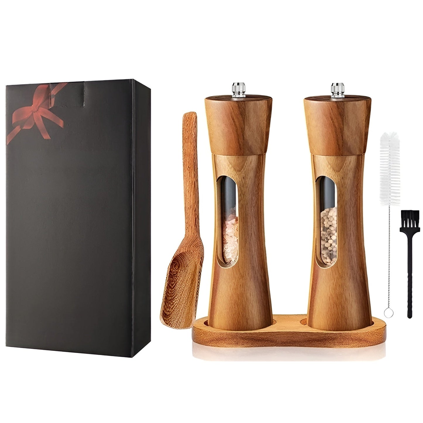 Norvo | SpiceCraft Manuell Salt- og Pepperkvernsett – Tre design med akrylvindu Justerbare malingsnivåer