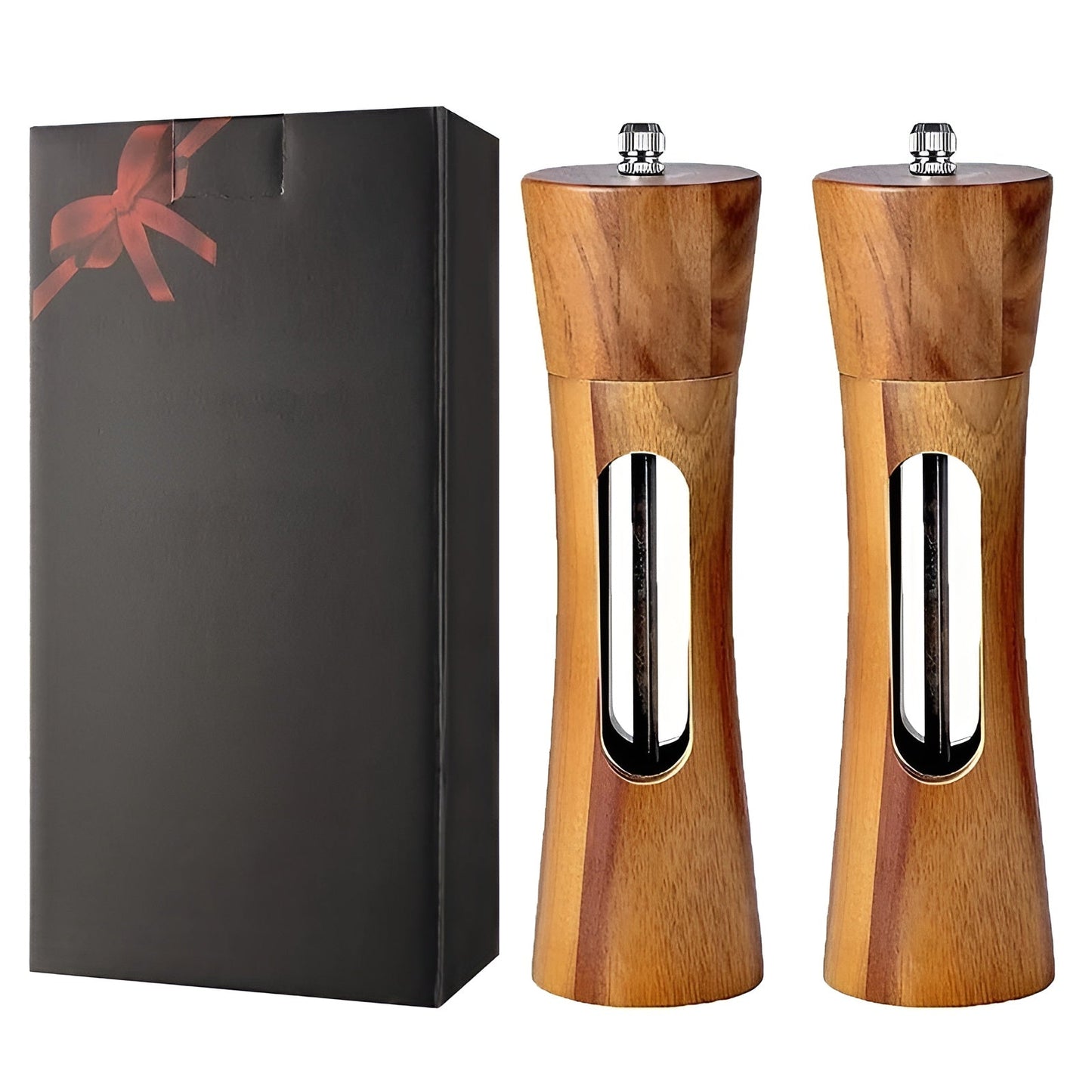 Norvo | SpiceCraft Manuell Salt- og Pepperkvernsett – Tre design med akrylvindu Justerbare malingsnivåer