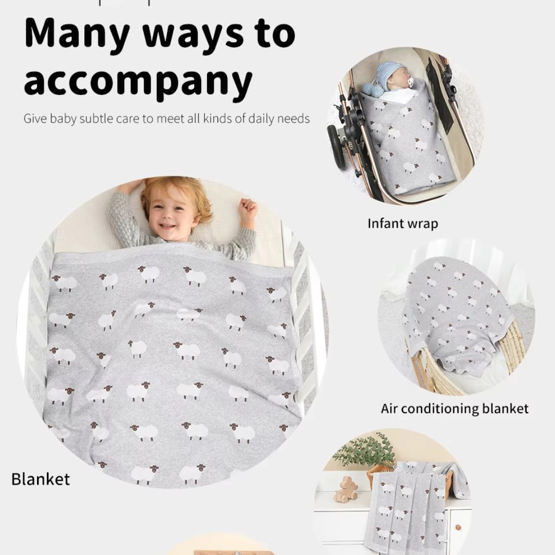 Norvo | Søtt babyteppe med sauemønster – Mykt og varmt teppe til barnevogn