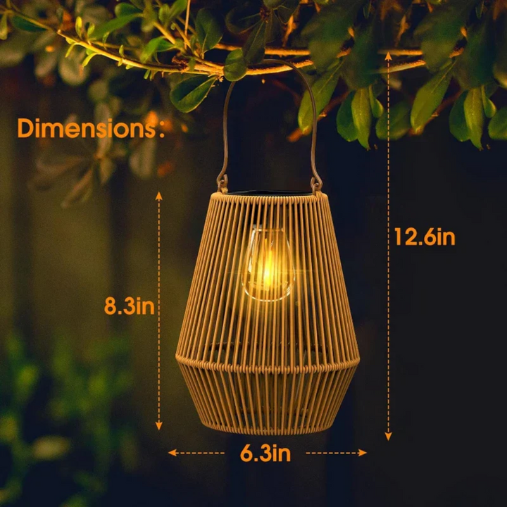 Norvo | Håndvevd Vanntett Solcellehagelanterne – Utendørs LED Rattan Lys for Patio, Stier & Balkong