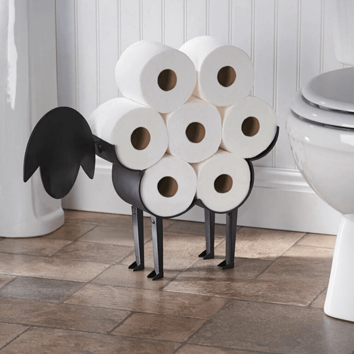 Norvo | Toalettpapirholder ROLLITIER | Dyremotiv laget av jern | 33.5×53.5×8.5 cm | Veggdekorasjon og oppbevaring i ett