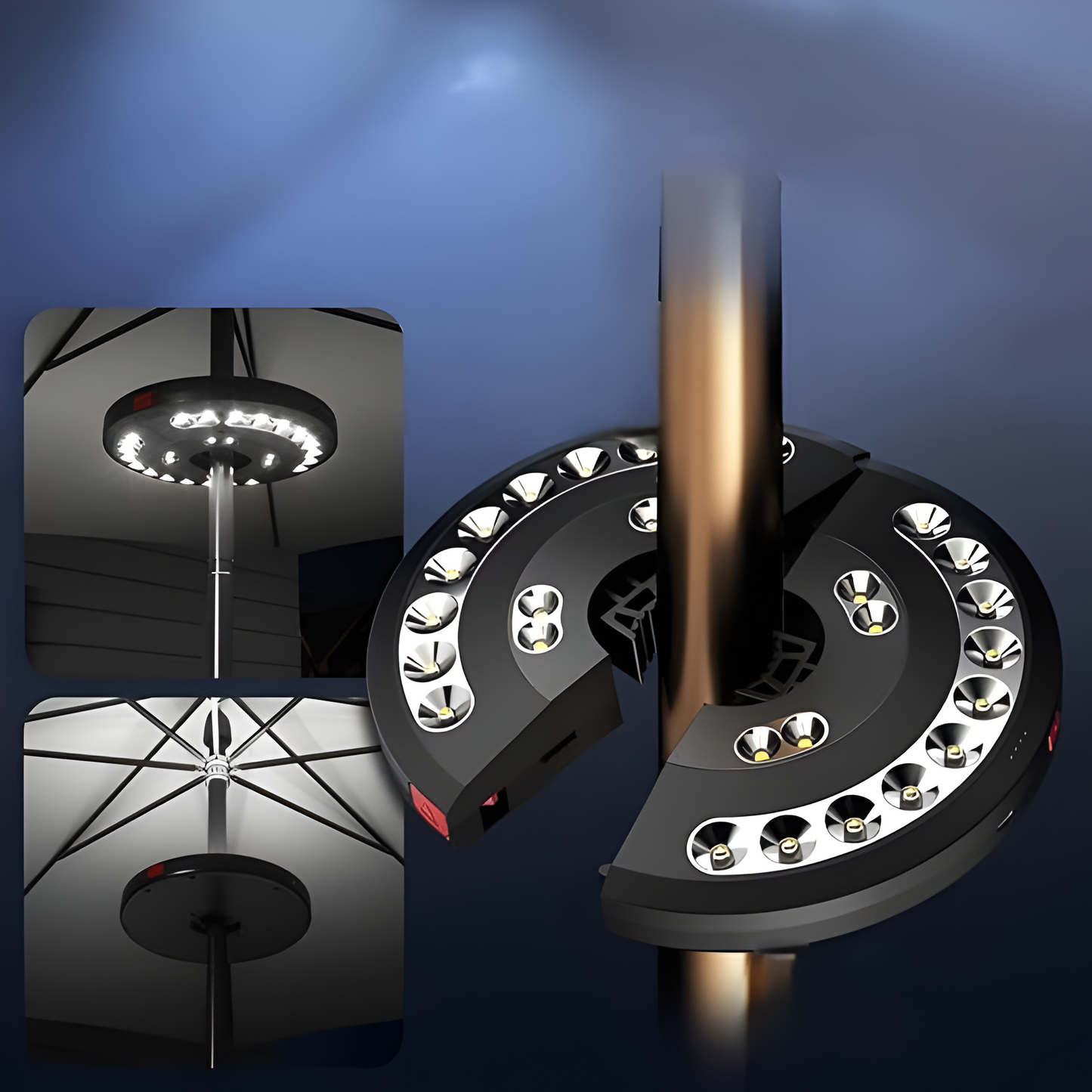 Norvo | LumoClip LED Skjermlys med Batteri | 3 Lysstyrkenivåer & 360° Lys | USB Lading | For Balkong, Hage & Camping