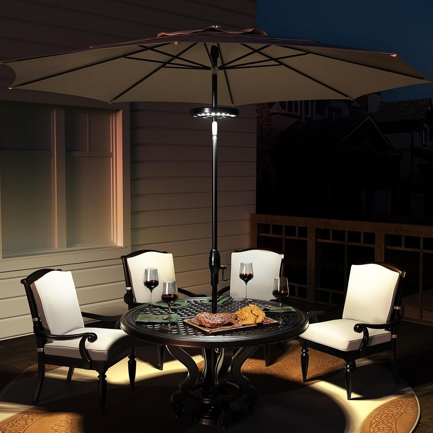 Norvo | LumoClip LED Skjermlys med Batteri | 3 Lysstyrkenivåer & 360° Lys | USB Lading | For Balkong, Hage & Camping