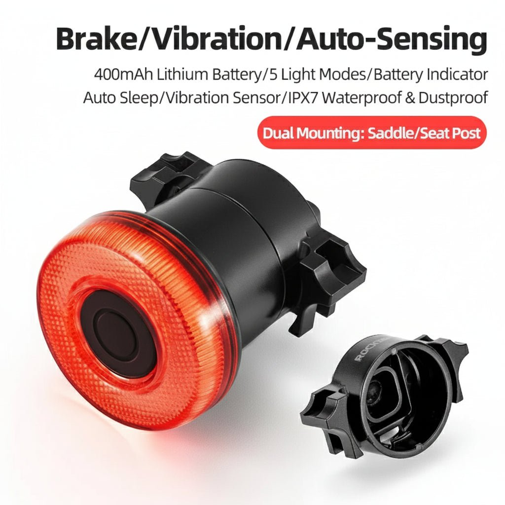 Norvo | Intelligent, USB-C oppladbart sykkel baklys med IPX6 vanntett beskyttelse og 300° synlighet