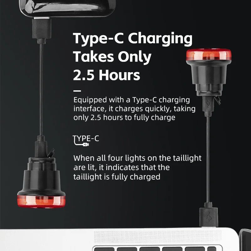 Norvo | Intelligent, USB-C oppladbart sykkel baklys med IPX6 vanntett beskyttelse og 300° synlighet