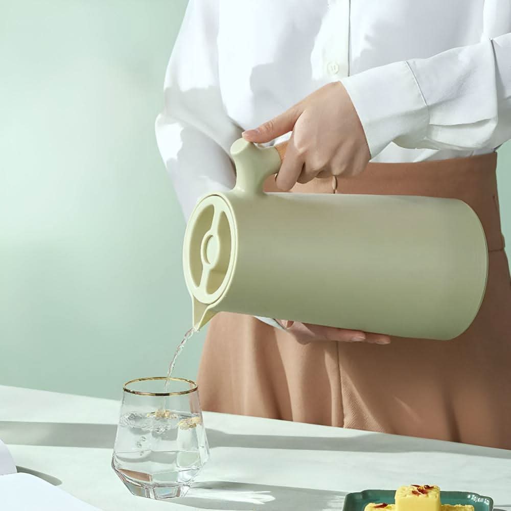 Norvo | Elegant dobbelvegg glass karaffel med trehåndtak for varme og kalde drikker