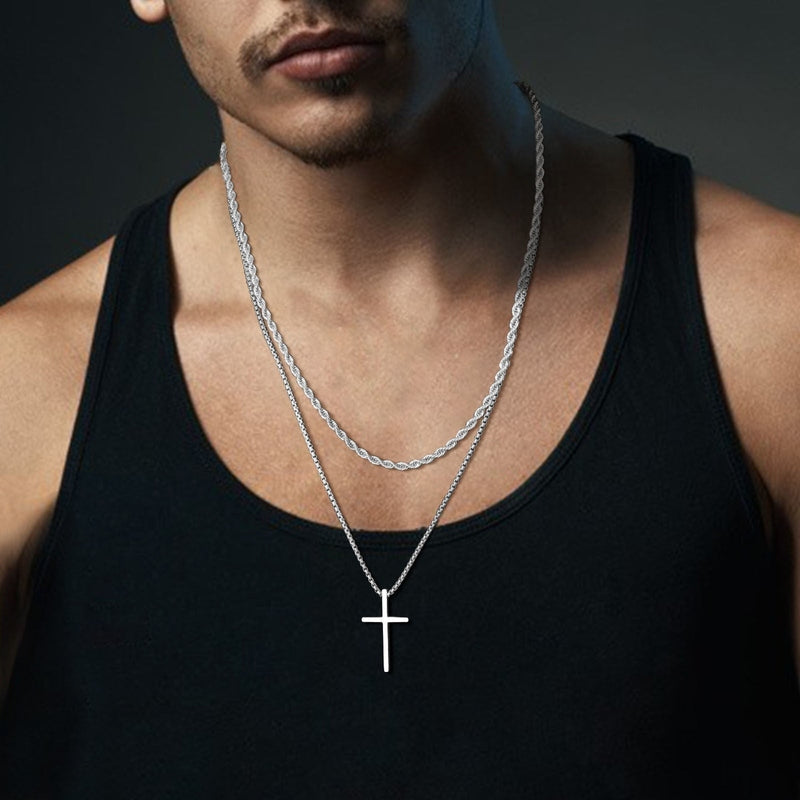 Vnox Faith Cross Halskjede for Menn