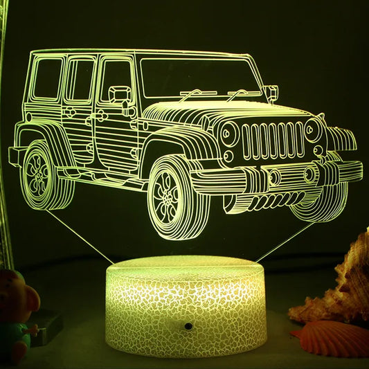 LED Nattlys - 3D Illusjonslampe for Barnerommet, USB-lading