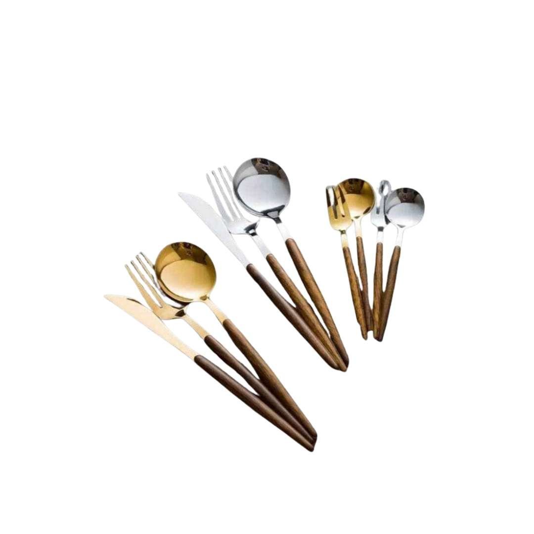 Norvo | Premium rustfritt stål bestikk med treaksent