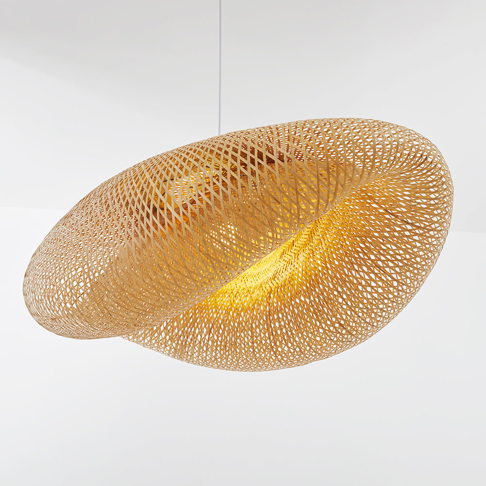 GarduruBamboo Pendellampe | Naturlig Pendellampe | Håndlaget Belysning for Stue & Spisestue