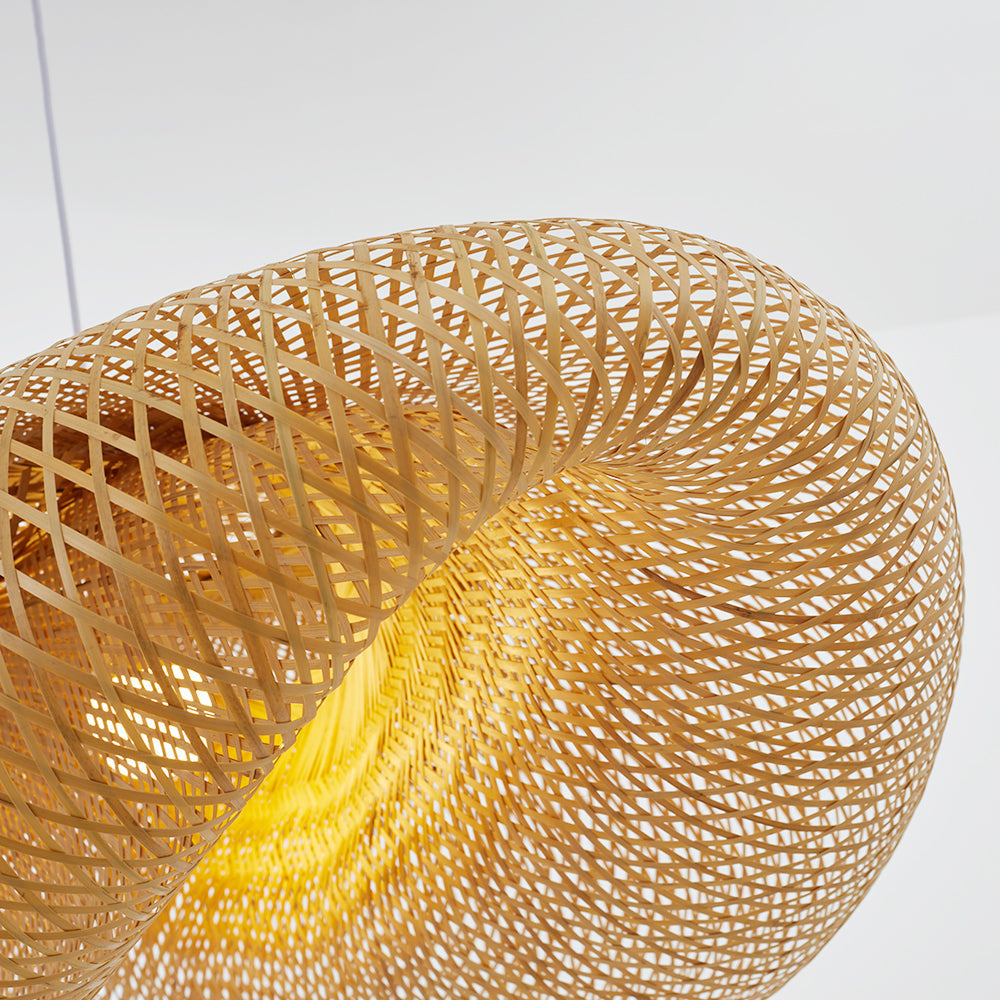 GarduruBamboo Pendellampe | Naturlig Pendellampe | Håndlaget Belysning for Stue & Spisestue