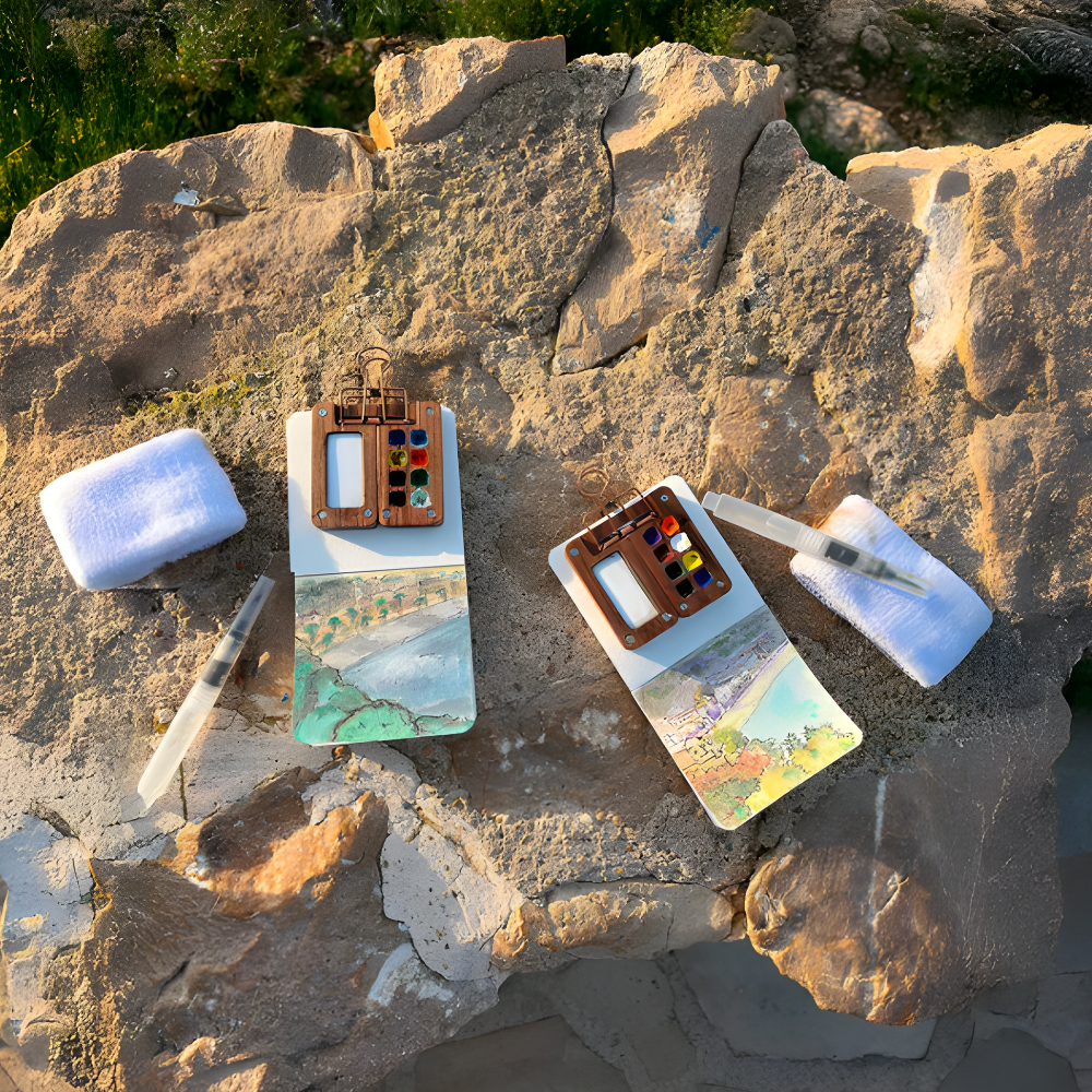 Norvo | Akvarell Reise Sett Bærbart Kunst Kit Kompakt Premium Maling