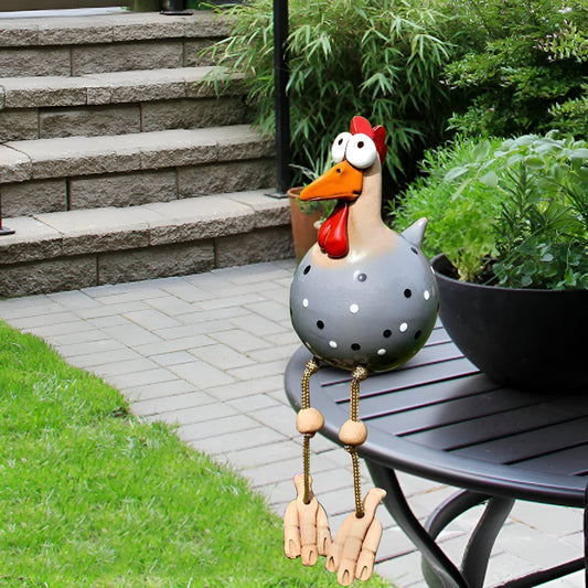 Norvo | Whimsy Big-Eyed Rooster Hage Statue – Værbestandig Harvester Ornament