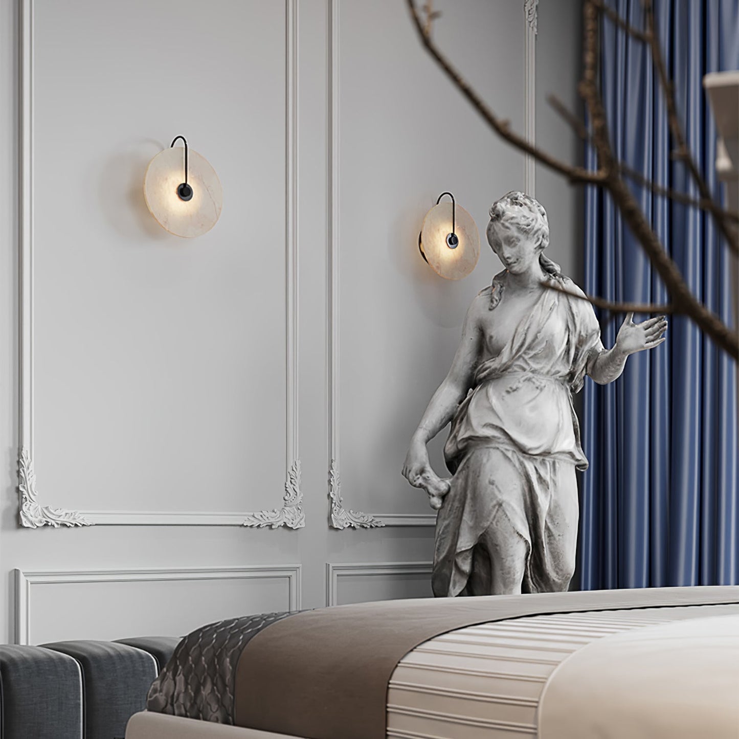 Norvo | Hvit Alabaster Vegglampe