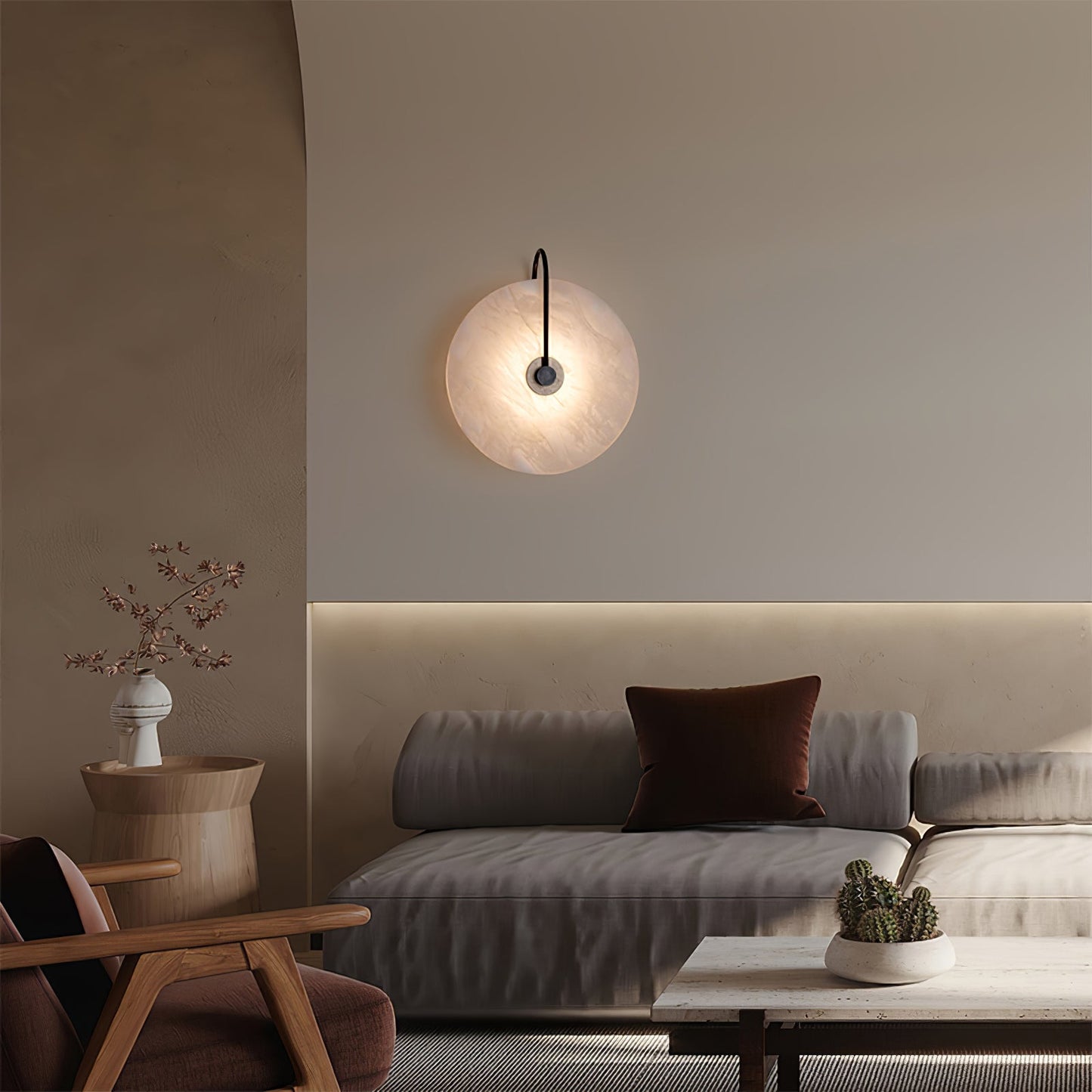 Norvo | Hvit Alabaster Vegglampe