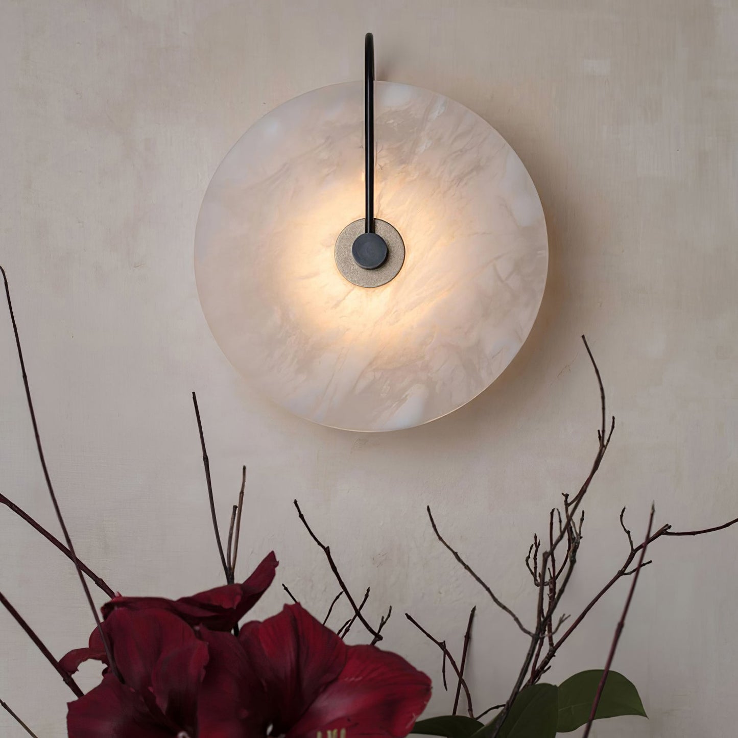 Norvo | Hvit Alabaster Vegglampe