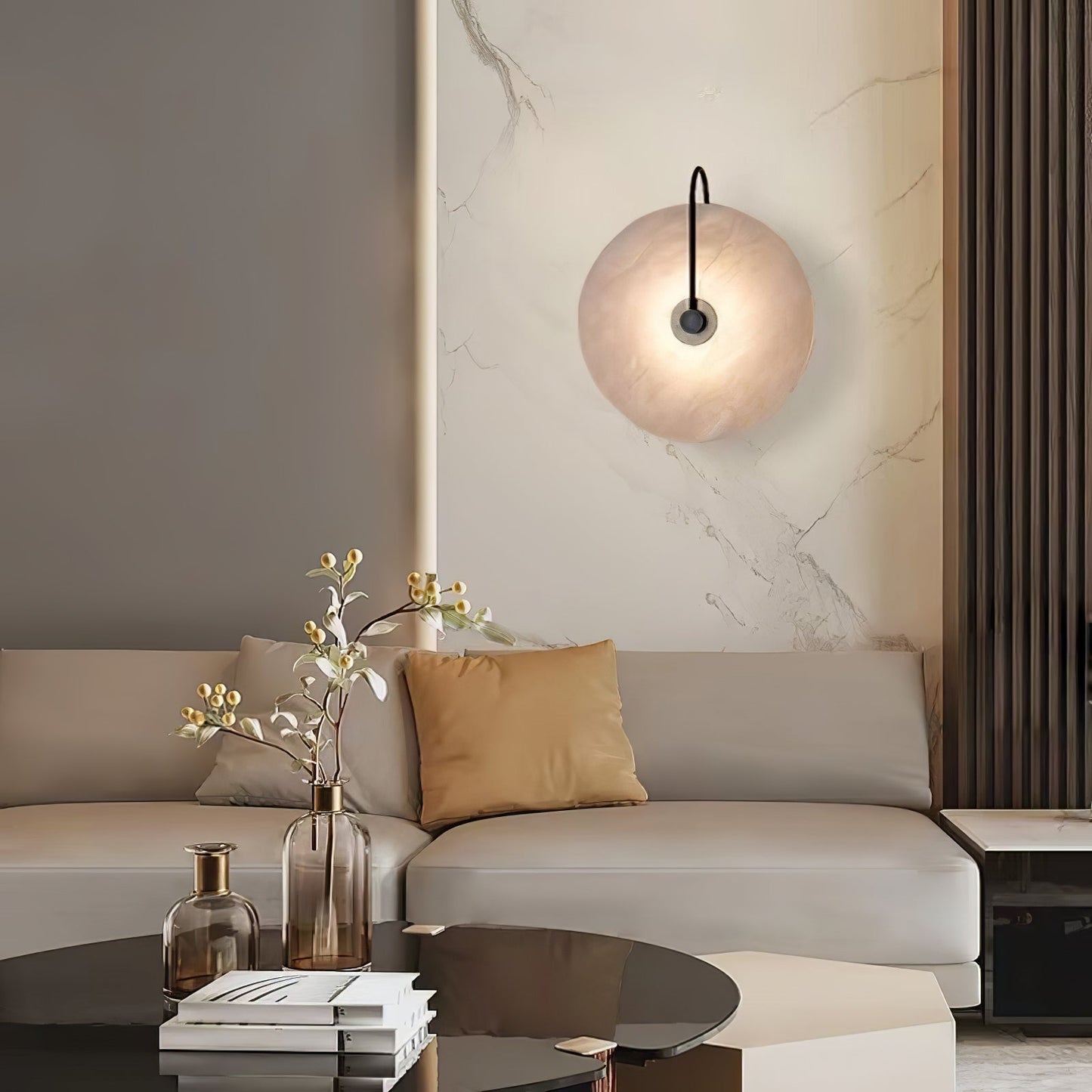 Norvo | Hvit Alabaster Vegglampe