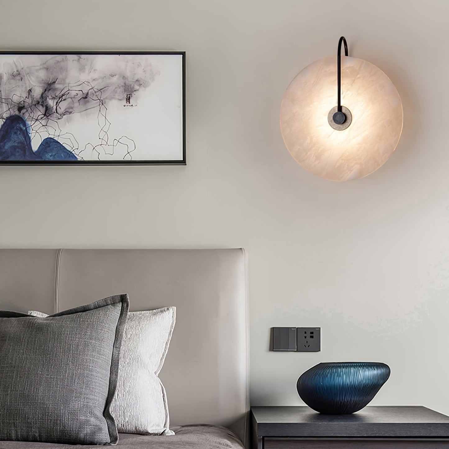 Norvo | Hvit Alabaster Vegglampe