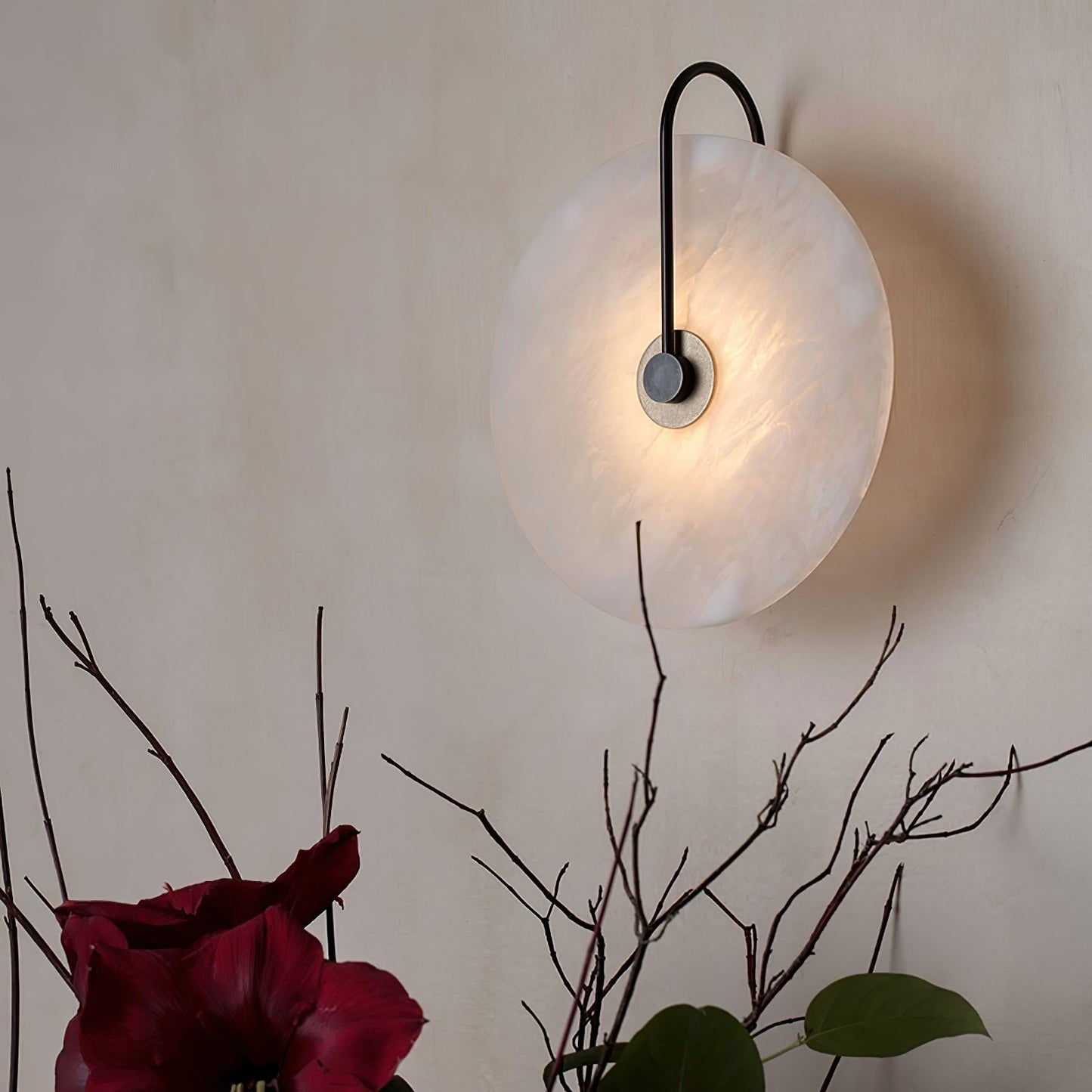 Norvo | Hvit Alabaster Vegglampe