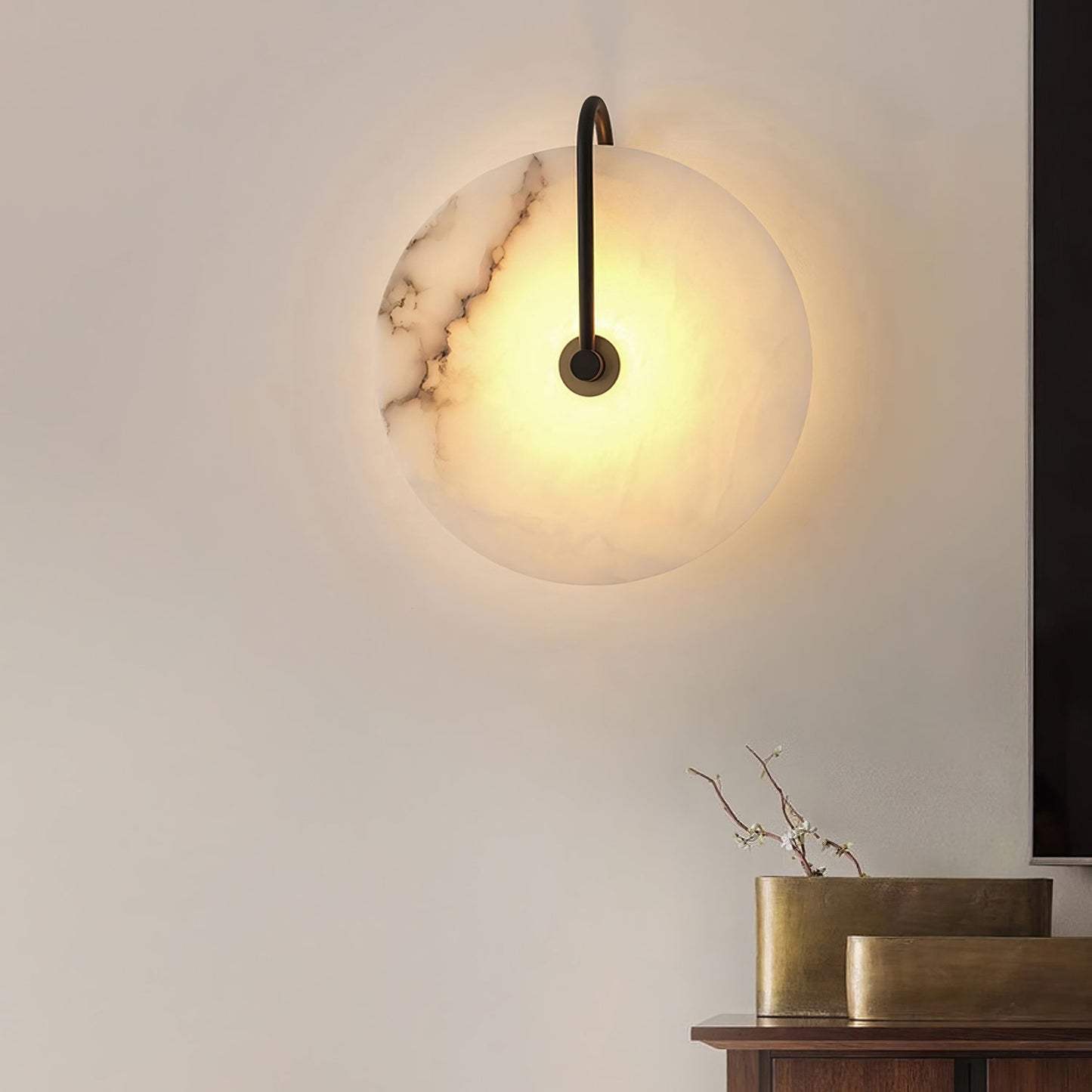 Norvo | Hvit Alabaster Vegglampe