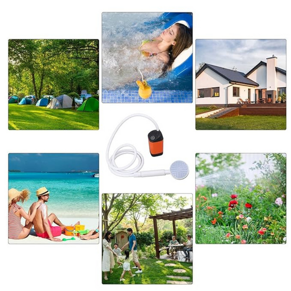 Norvo | Bærbar Campingdusj med Pumpe – USB-oppladbar, 4400mAh Batteri, Kompakt & Enkel Oppsett