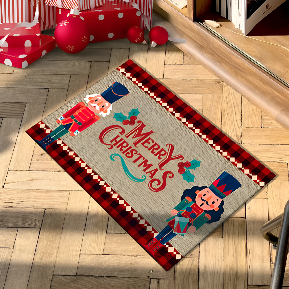 Norvo | WinterGlow Julematte | Nøtteknekker Motiv | Antiskli & Vaskbar | For Innendørs & Utendørs