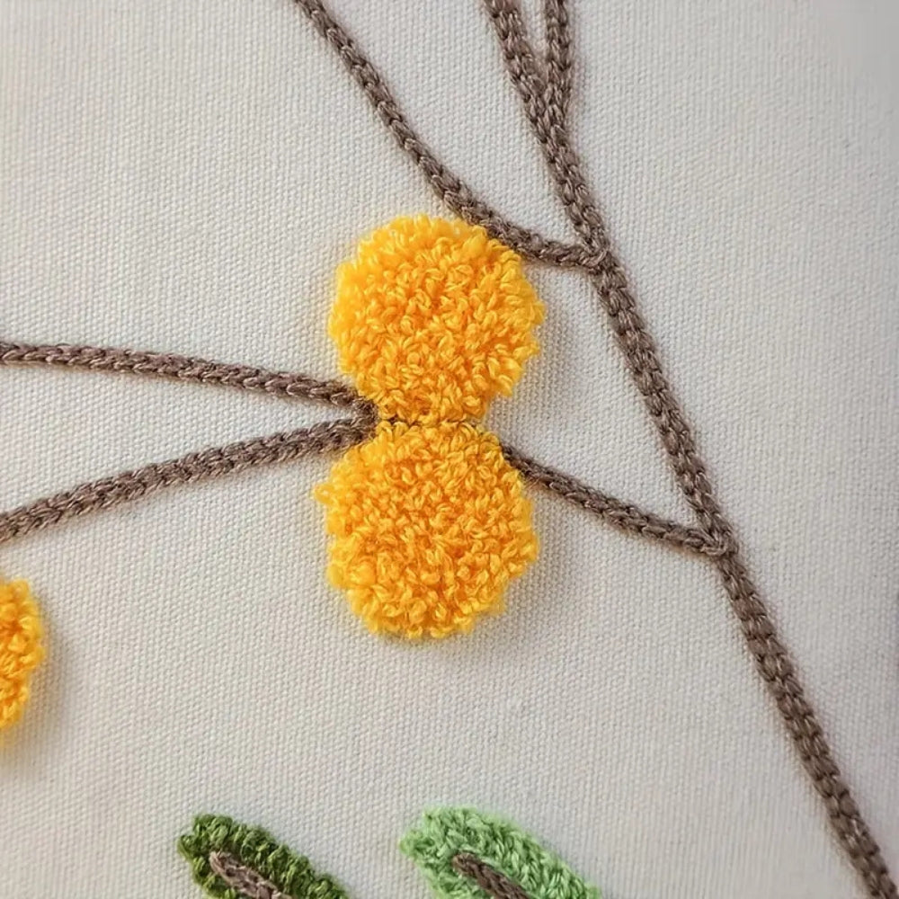 Norvo | Gul Blomst & Blader Broderi Putetrekk