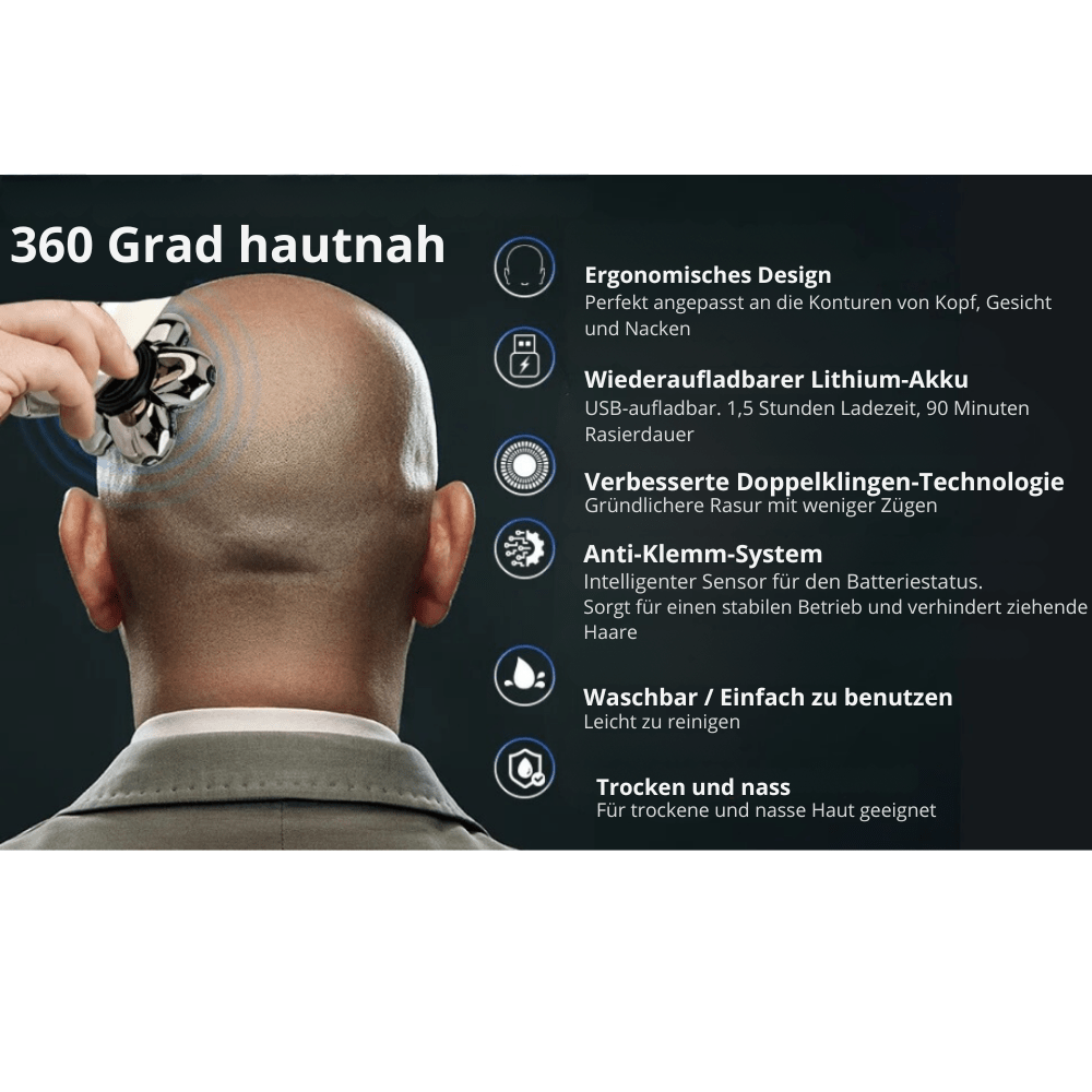 Norvo | 7D elektrisk barbermaskin med IP68 vanbeskyttelse og USB-lading