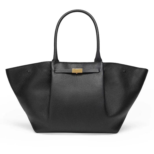 Norvo | Tassa Luksuriøs Overdimensjonert Skulderveske med Gullspenne – Elegant Minimalistisk Tote for Kvinner