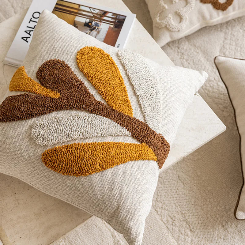 Norvo | Nordic Retro Tuftet Puteomslag – 45x45cm Gul Brun Dekorativ Pute