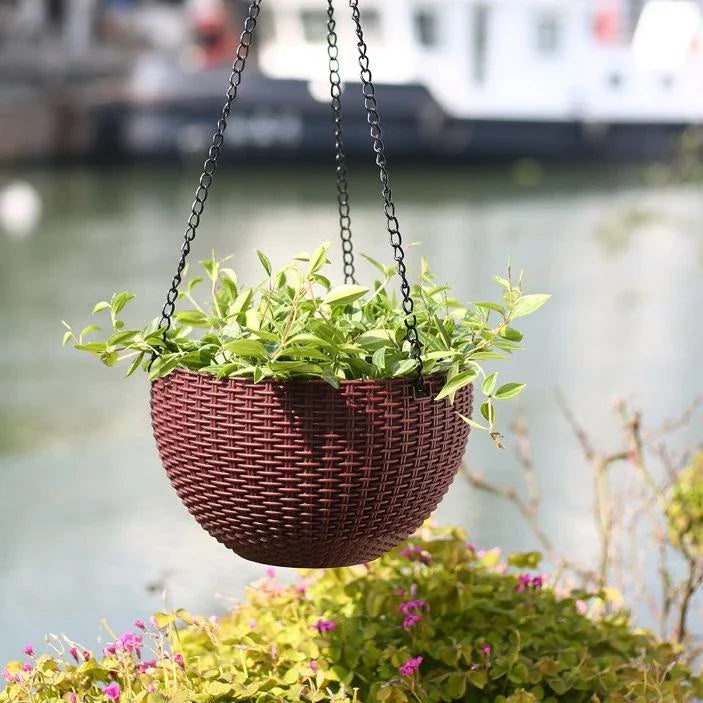 Norvo | Vevd hengende kurv for planter med kjede – Ideell for balkong og hage