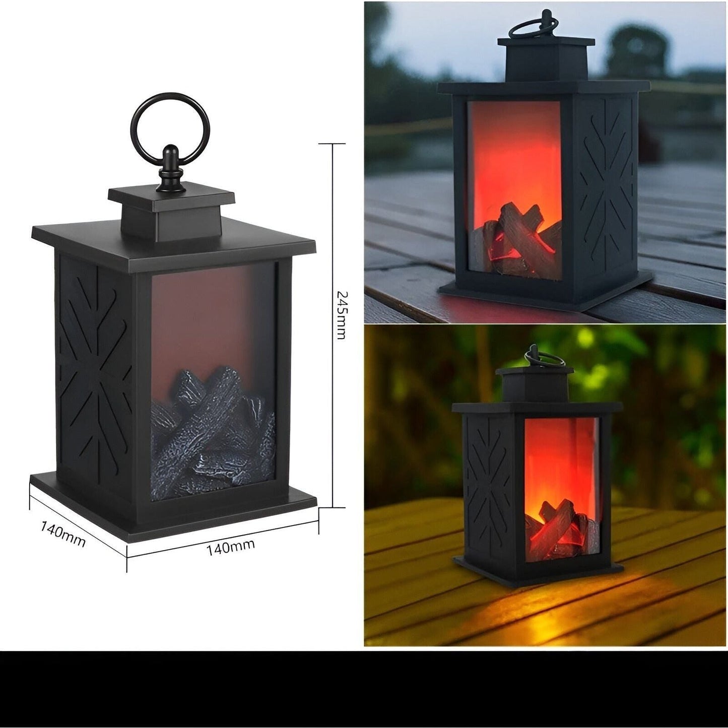 Norvo | RadiantFlame LED Lantern – Realistisk Flamme Bordlampe for Koselig Atmosfære Belysning