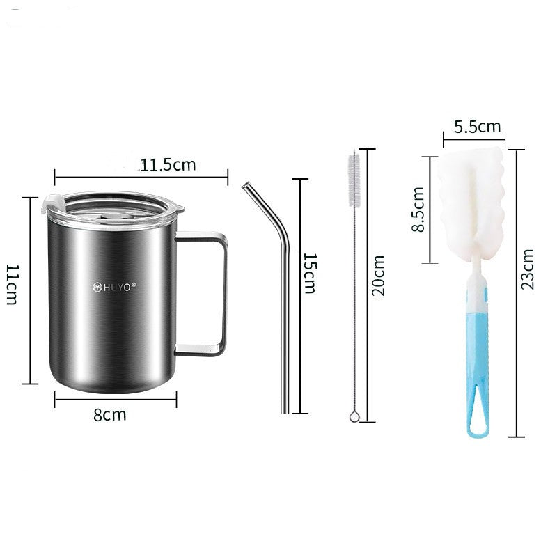 Norvo | Reise skje med Rustfritt Stål med Lekkasjesikkert Lokk og Strå, for Hjem, Kontor, Kjøring