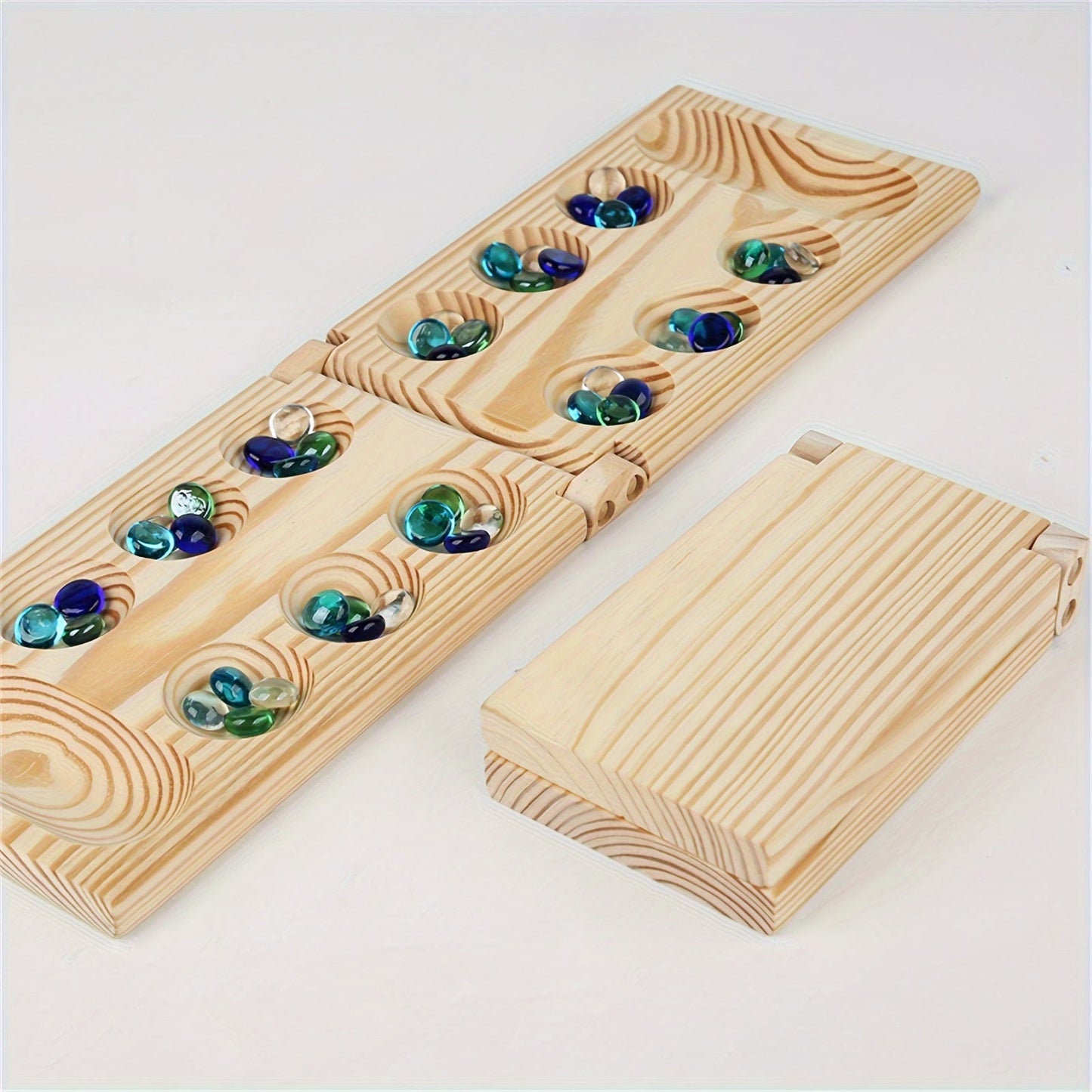 Norvo | EcoToys Mancala Spillsett | Sammenleggbart Trebrettspill med Flerfargede Perler - Familiemoro for Barn & Voksne