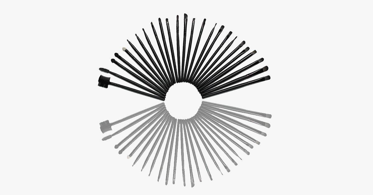 Norvo | Svart sminkebørstesett med 32 børster og etui – En komplett sminkefrelser