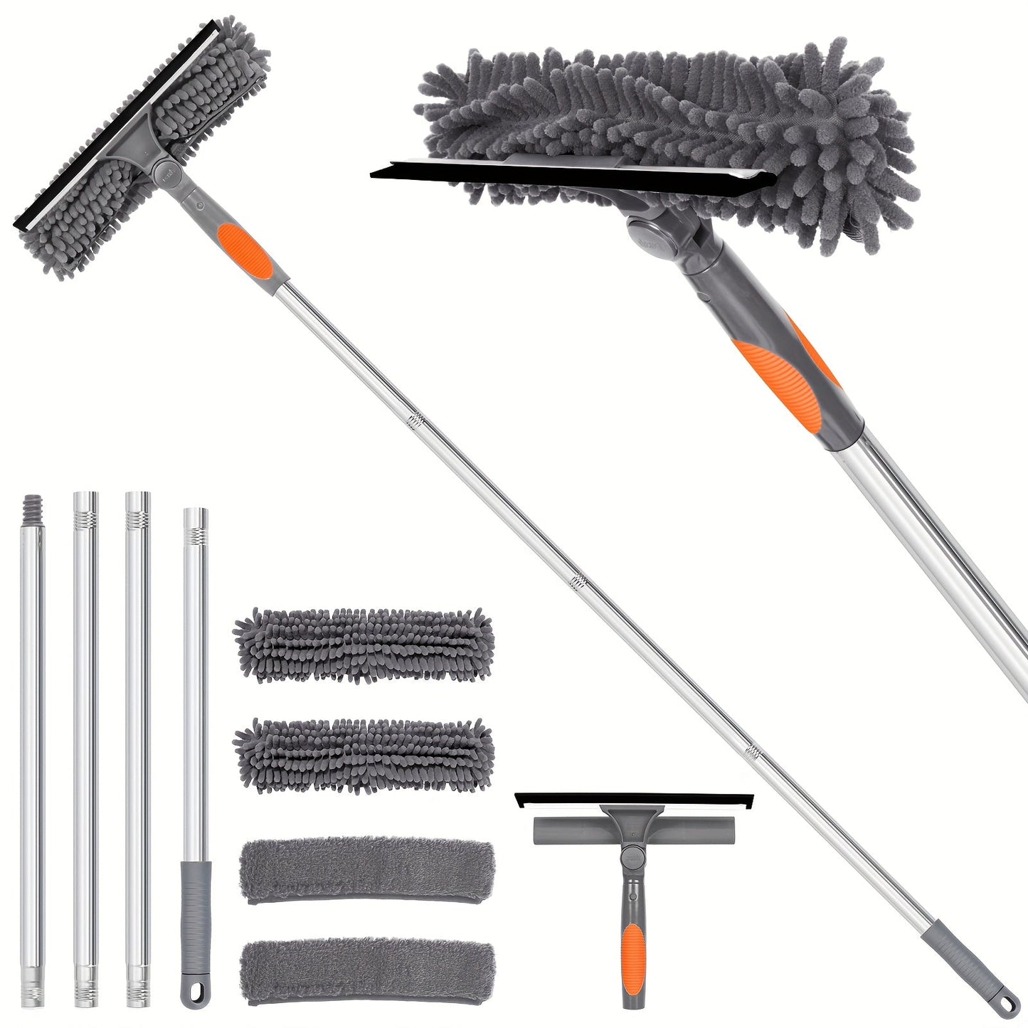 Norvo | Crystal Clear Vindu Cleaner – Profesjonelt 2-i-1 Teleskopisk Vindu og Glass Rengjøringssystem