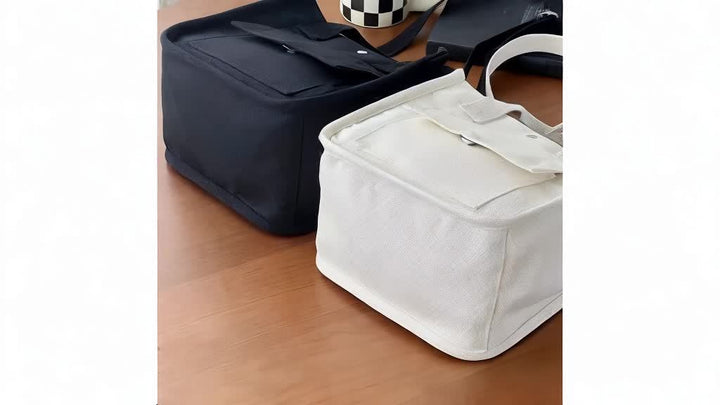 Norvo | UrbanEase Canvas Slingbag – Hvit skulderveske med magnetlås og justerbar stropp