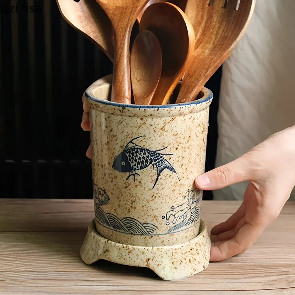 Norvo | Elegant keramisk spisepinne oppbevaringsholder for kjøkkenorganisering