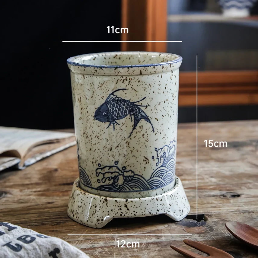 Norvo | Elegant keramisk spisepinne oppbevaringsholder for kjøkkenorganisering