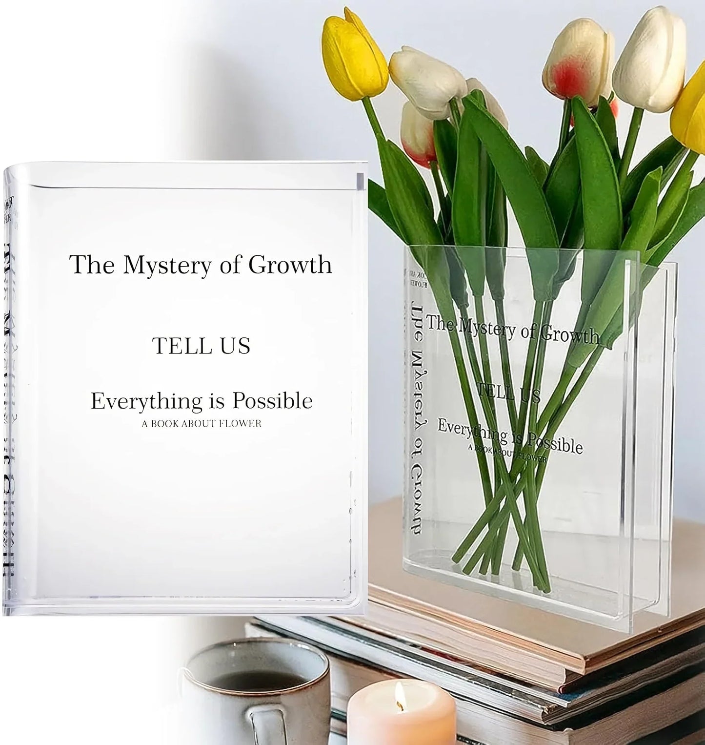 Norvo | Moderne Klar Akryl Bok Vase – Gjennomsiktig, Kreativ Blomster Vase