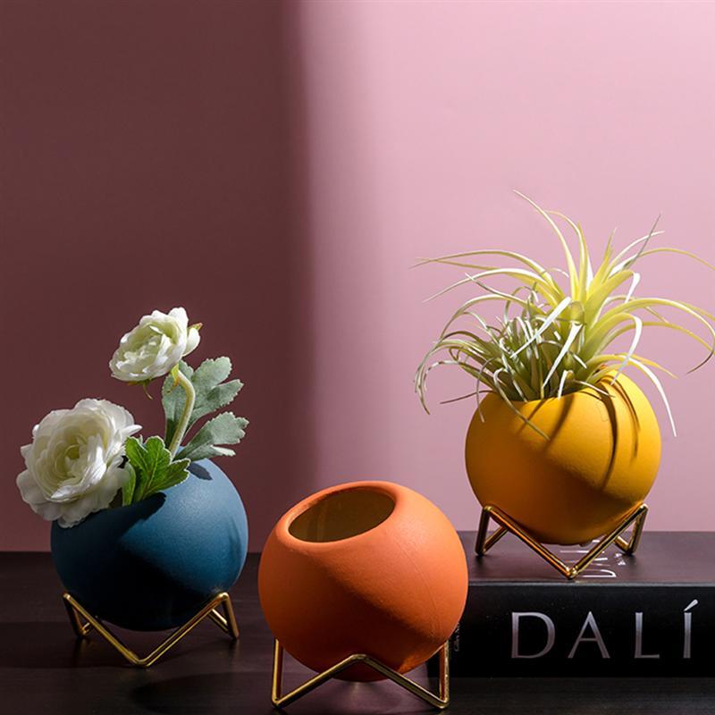 Norvo | Abstrakte Farger Keramiske Blomsterpotter med Stativ
