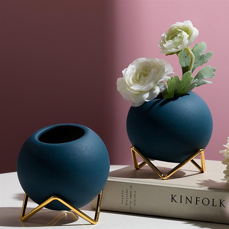 Norvo | Abstrakte Farger Keramiske Blomsterpotter med Stativ