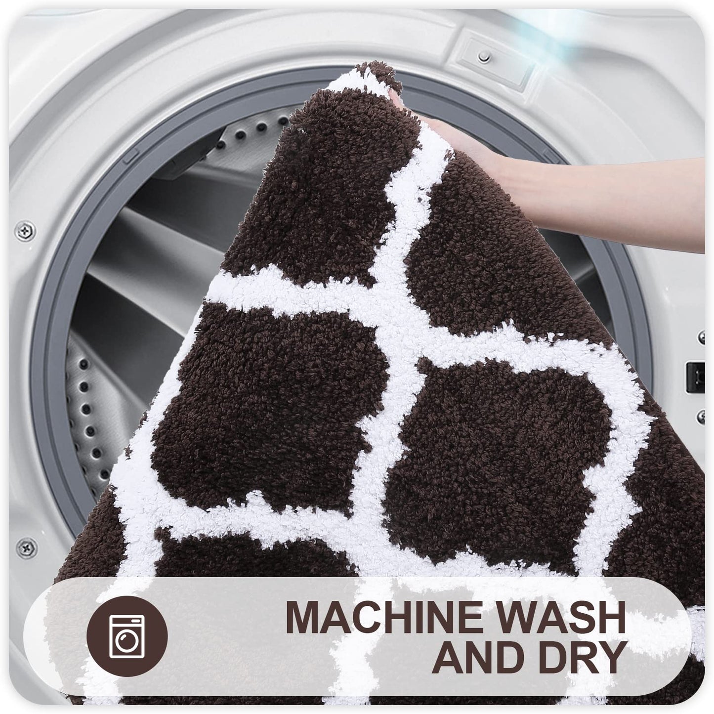 Norvo | Ultra Soft Shaggy Baderom Sett – 2 Deler Non-Slip Absorberende Matter