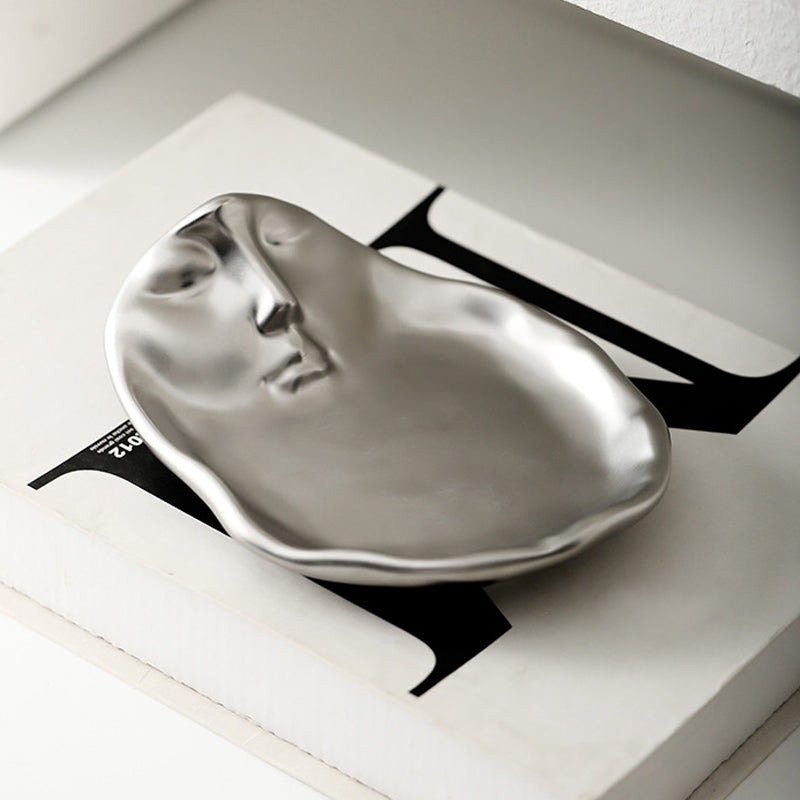 Norvo | Metal Touching Face Creative Ceramic Kiss Kaffekopp, Kunstnerisk Vibe Krus & Tallerken Sett