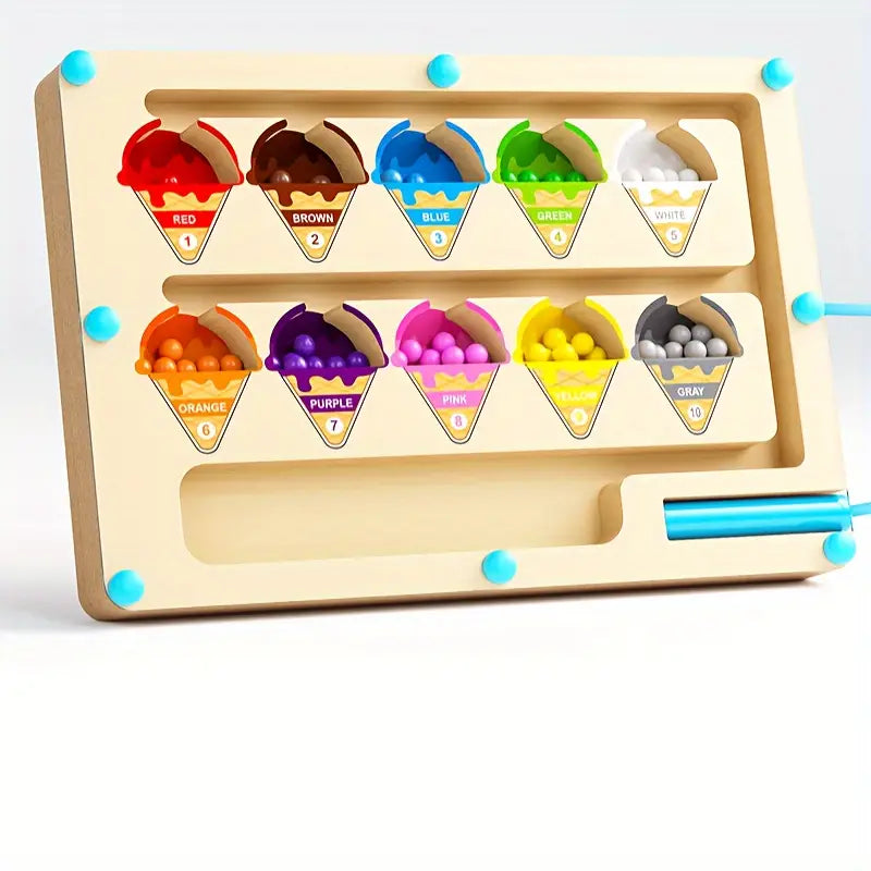 Norvo | Magnetisk Is Labyrint Puslespill - Fargerik Pedagogisk Leketøy for Barn fra 3 År