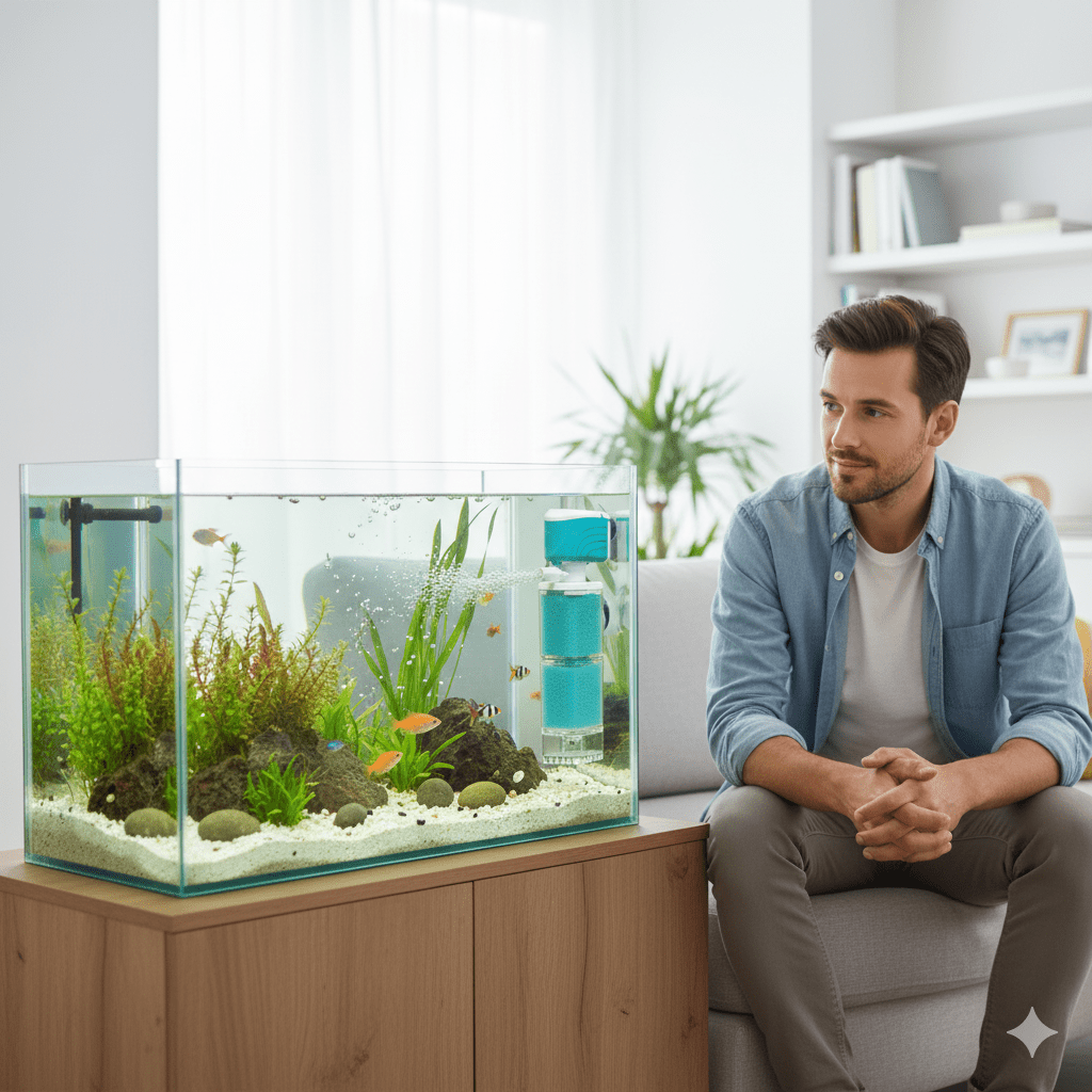 Norvo | AQUAFLOW 5-IN-1 – Krystallklart vann & Automatisk rengjøring for akvarier
