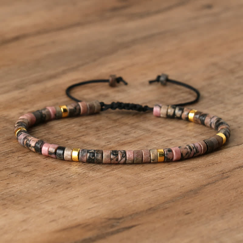 Norvo | Flettet armbånd med 2,4 mm naturstein ruller – Seraphina