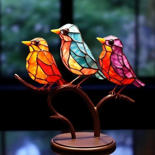 Norvo | ARTISANFINCH – Håndlaget Fargerik Akryl Fuglestatue for Dekor