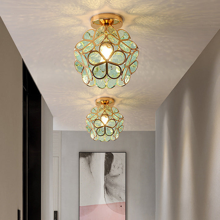Norvo | Kunstnerisk Glass Taklampe med Blomster Mønster - FlowerHall