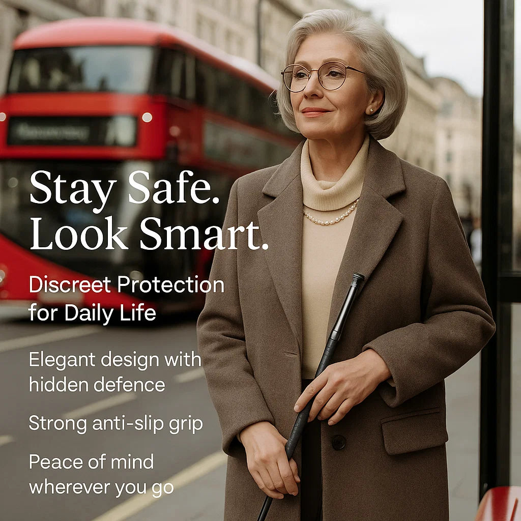 Norvo | Automatisk Selvforsvar Gåstokk | Lettvekts, Anti-Sklisikkergrep & Kompakt for Fotturer og Urban Sikkerhet